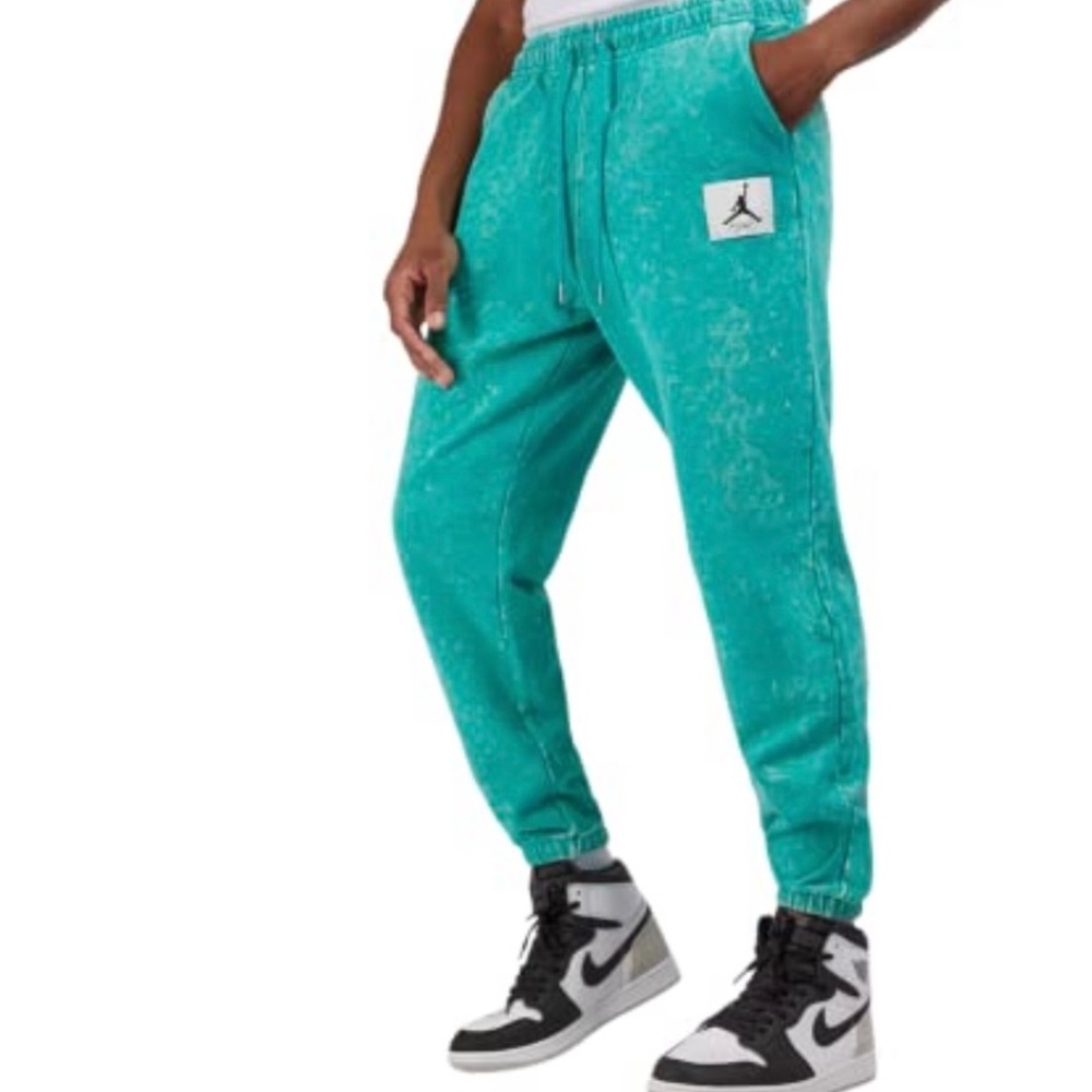 Nike NWT Jordan Flight Fleece Washed Pants Joggers Acid Wash Emerald Green XL